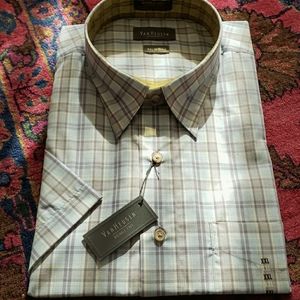 Van Heusen Plaid Mens Short-sleeved Shirt